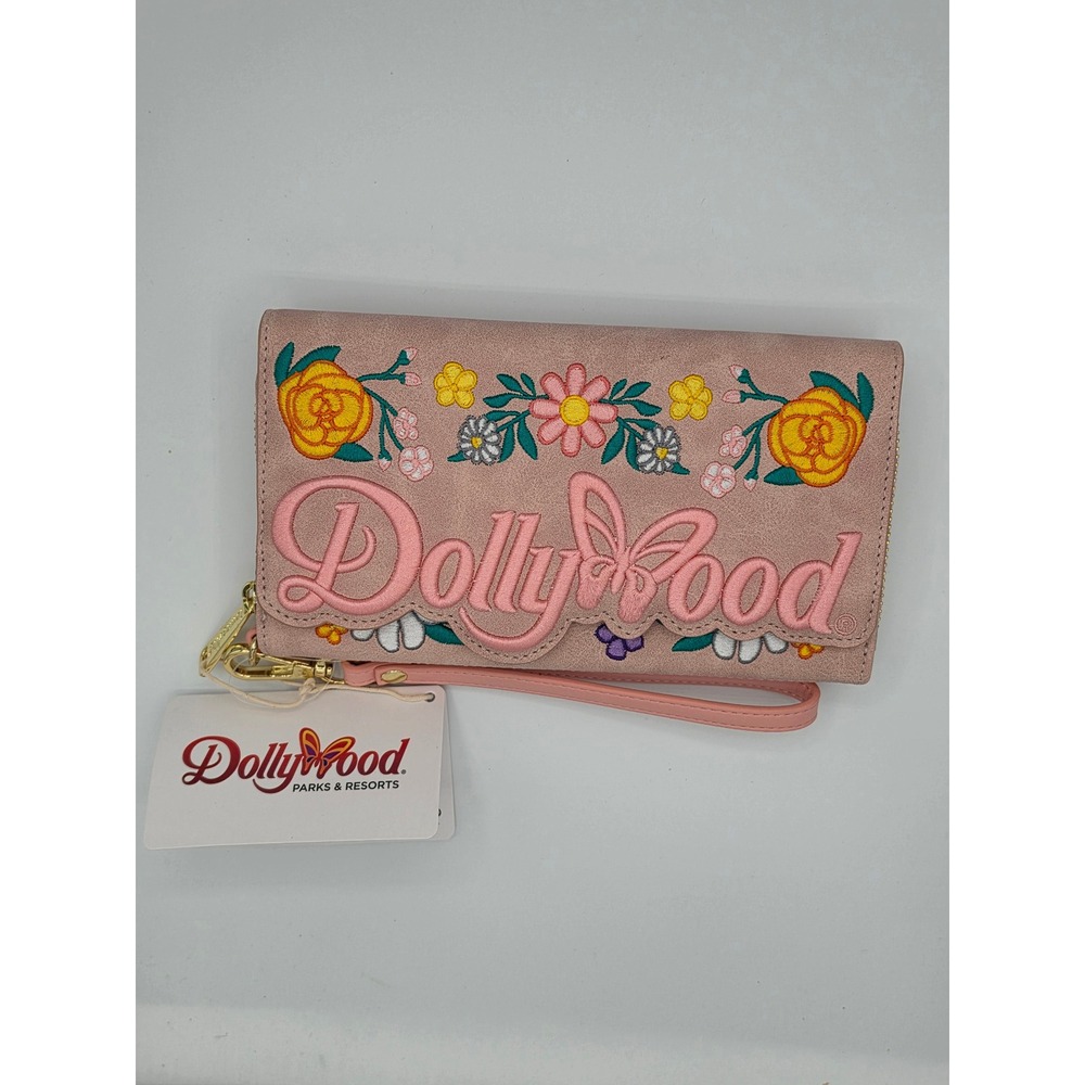 NWT Loungefly Dollywood Pink Butterfly Floral Wristlet Wallet Dolly Parton